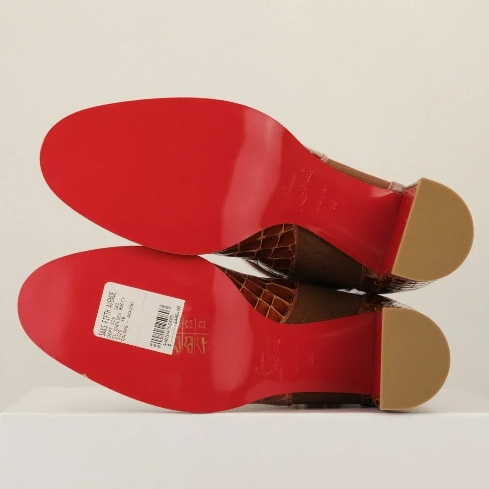 Christian Louboutin CL Chelsea Calf Ali Ankle Boots, Acajou, EU 39/US 9